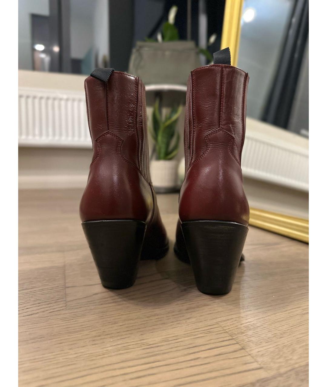 CELINE Бордовые кожаные ботильоны, фото 4