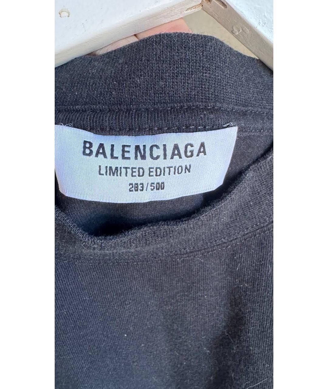 BALENCIAGA Черная хлопковая футболка, фото 5