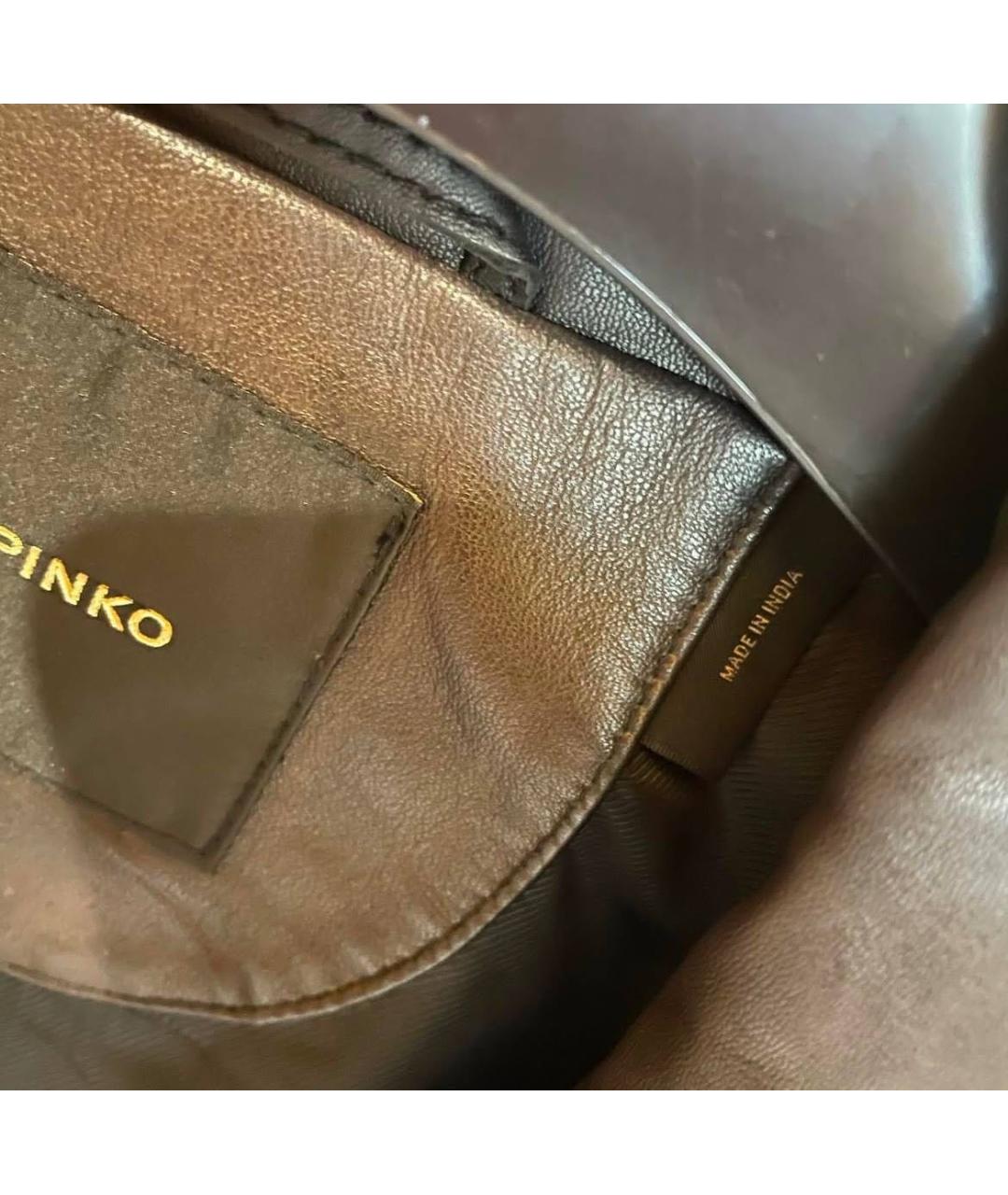 PINKO Коричневая кожаная куртка, фото 5