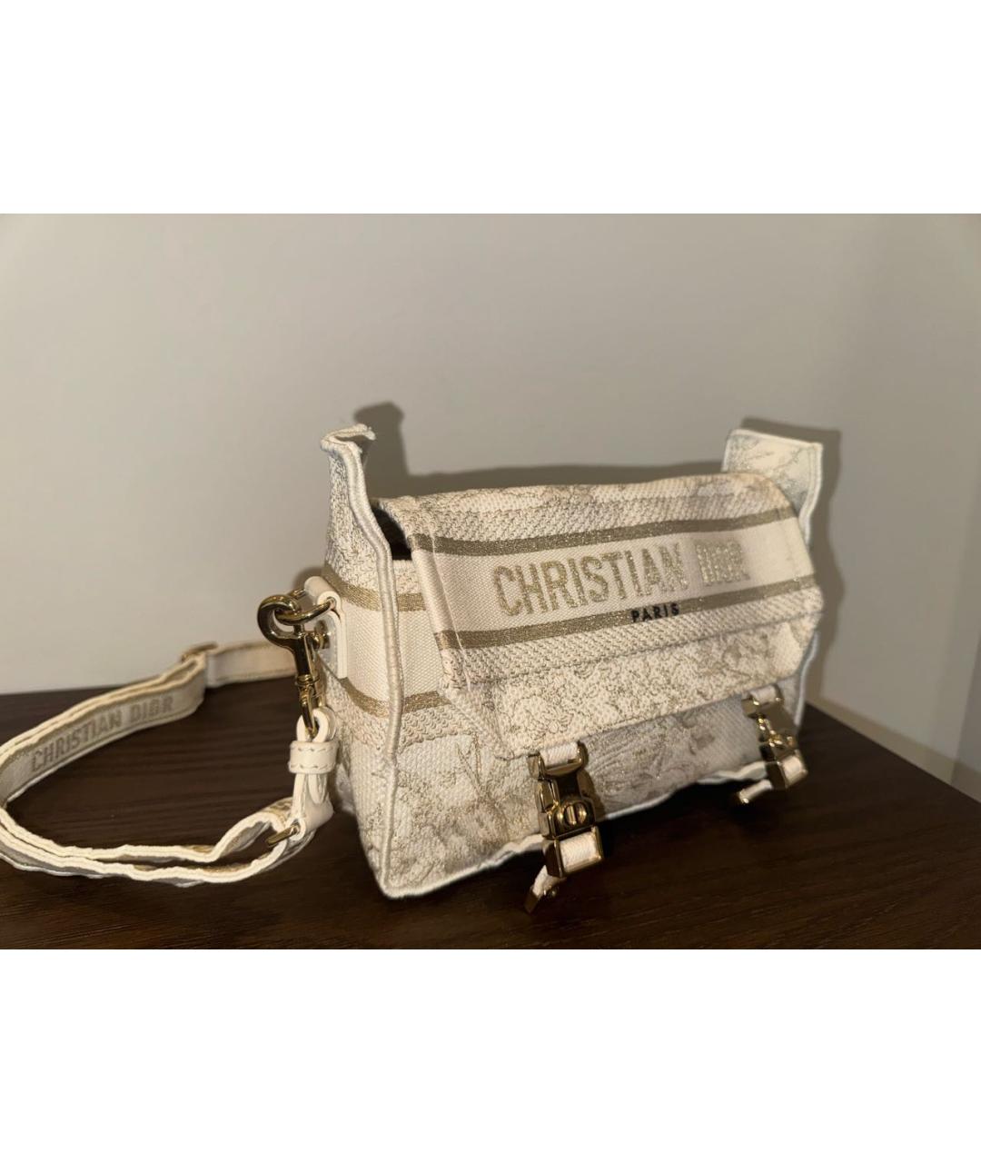 CHRISTIAN DIOR Бежевая жаккардовая сумка через плечо, фото 2