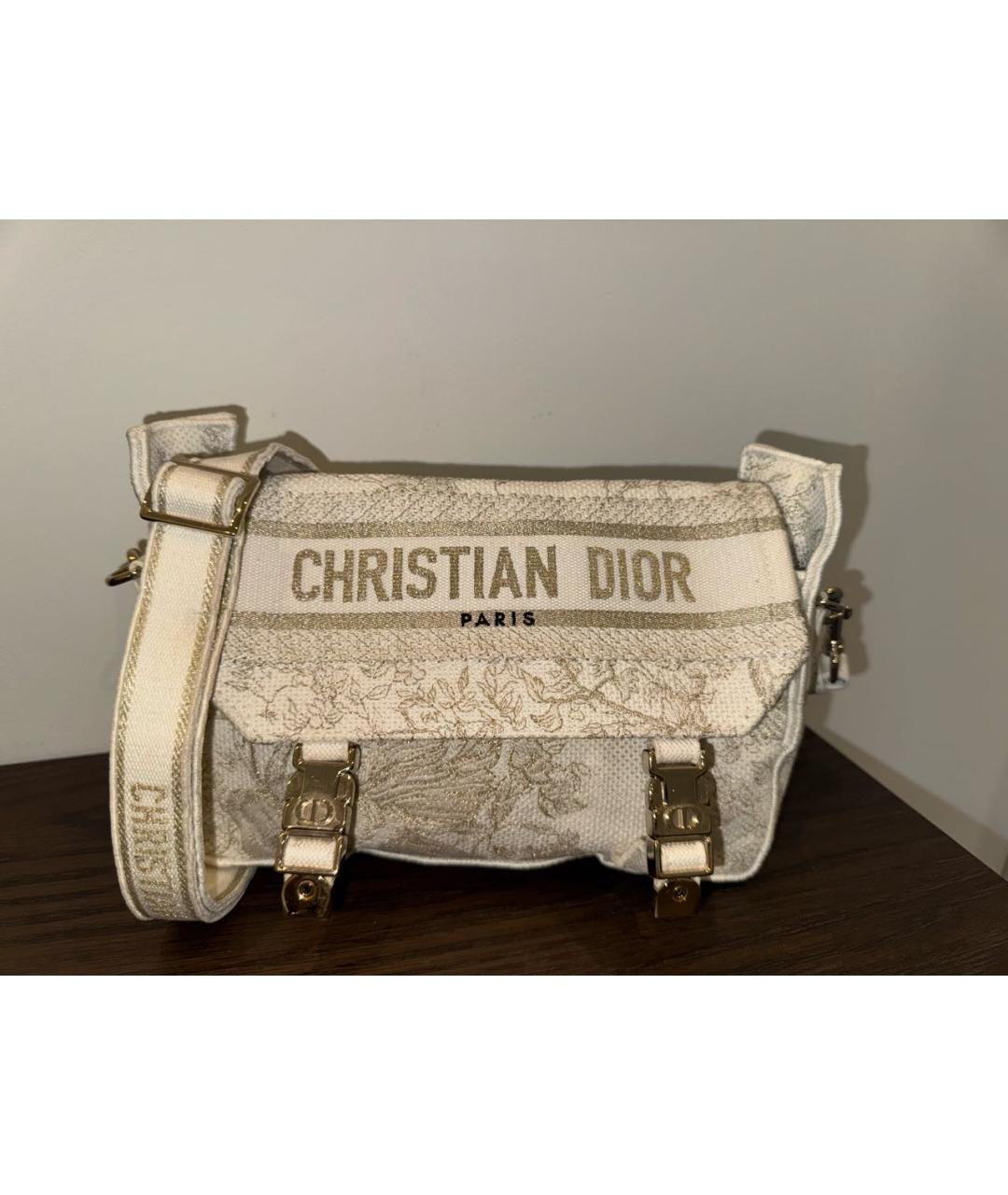 CHRISTIAN DIOR Бежевая жаккардовая сумка через плечо, фото 7