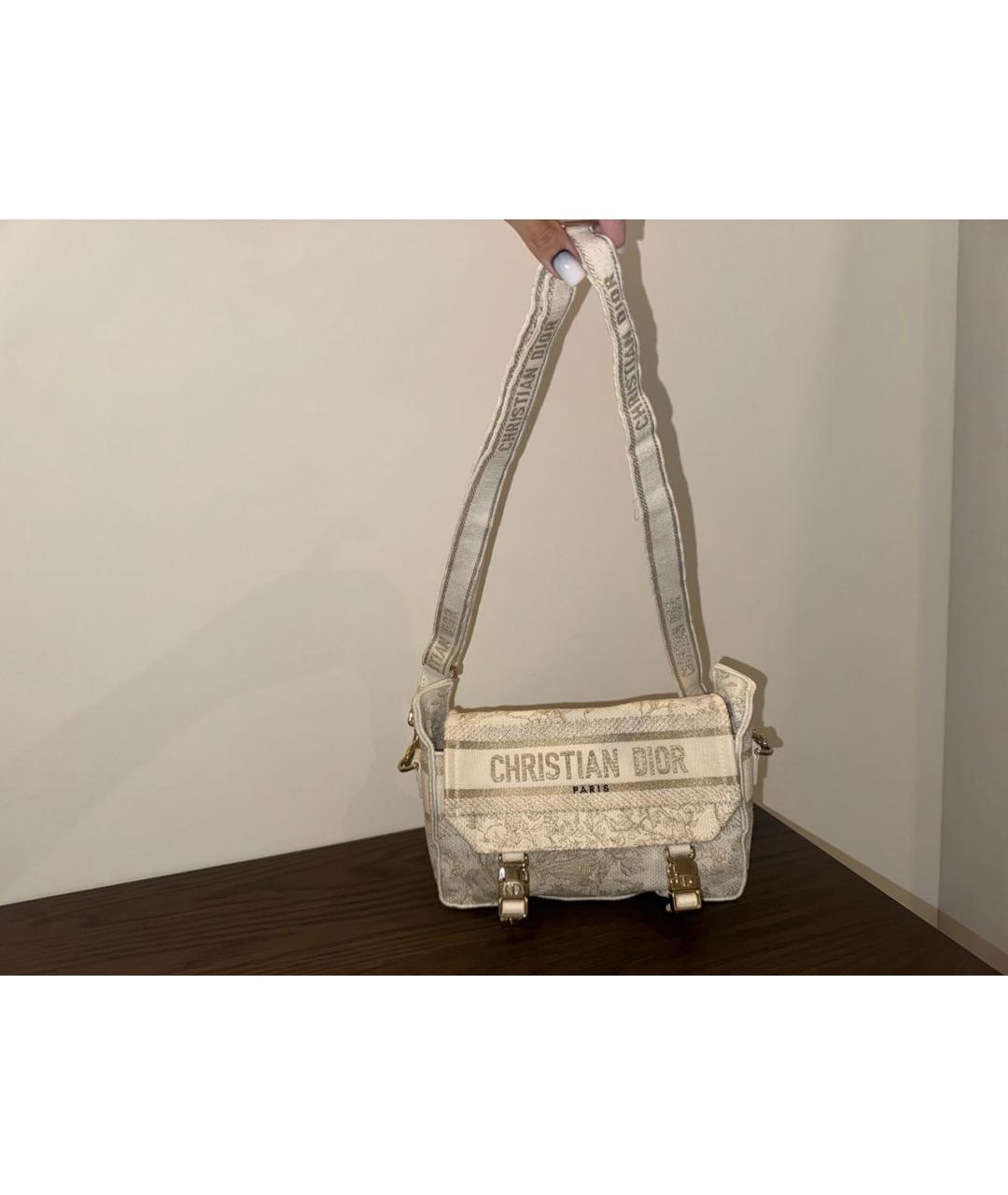 CHRISTIAN DIOR Бежевая жаккардовая сумка через плечо, фото 6