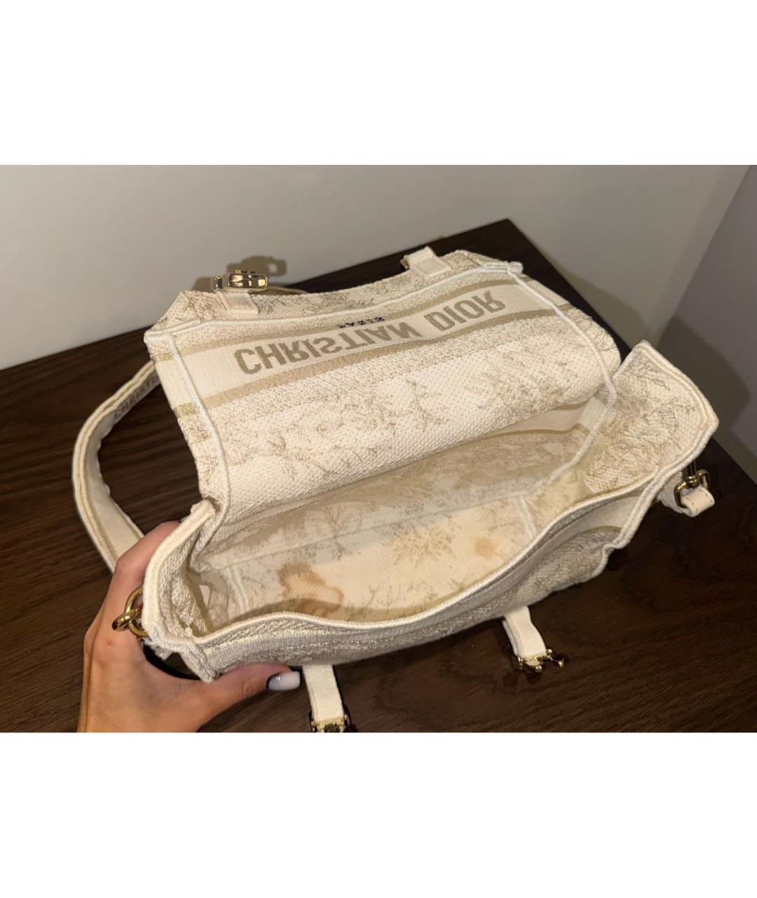 CHRISTIAN DIOR Бежевая жаккардовая сумка через плечо, фото 4