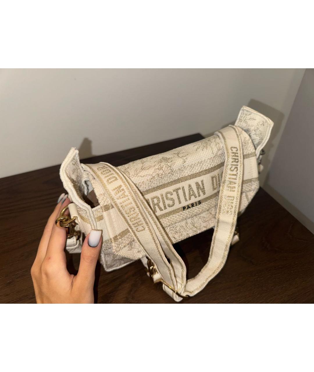 CHRISTIAN DIOR Бежевая жаккардовая сумка через плечо, фото 5