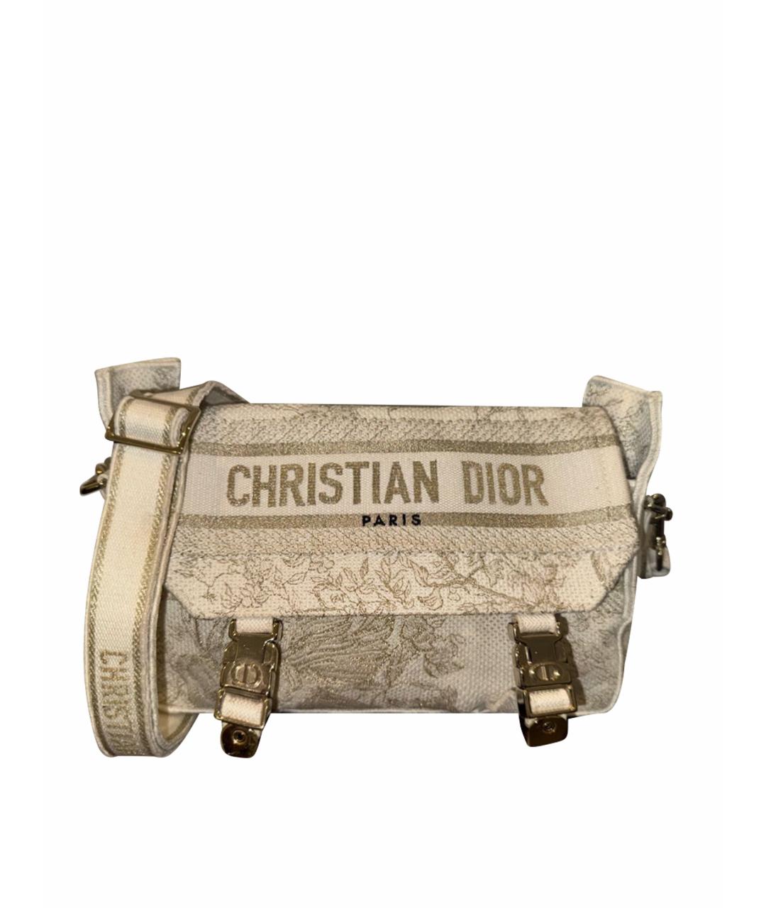 CHRISTIAN DIOR Бежевая жаккардовая сумка через плечо, фото 1