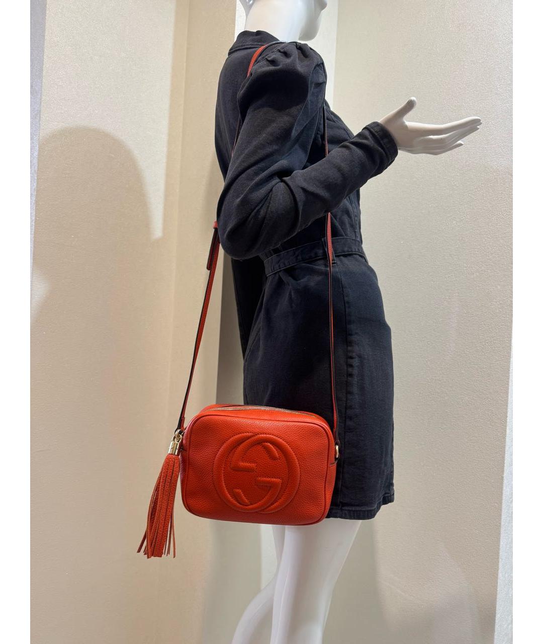 GUCCI Оранжевая кожаная сумка через плечо, фото 3