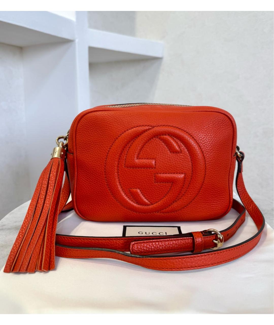 GUCCI Оранжевая кожаная сумка через плечо, фото 5