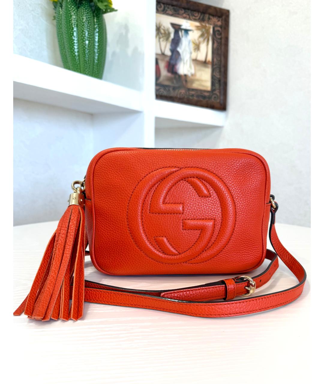 GUCCI Оранжевая кожаная сумка через плечо, фото 4