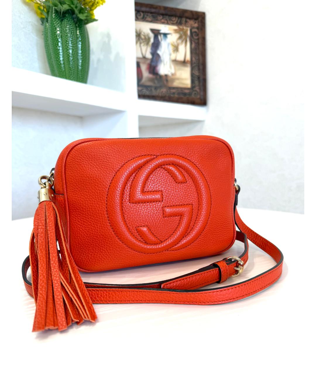 GUCCI Оранжевая кожаная сумка через плечо, фото 2