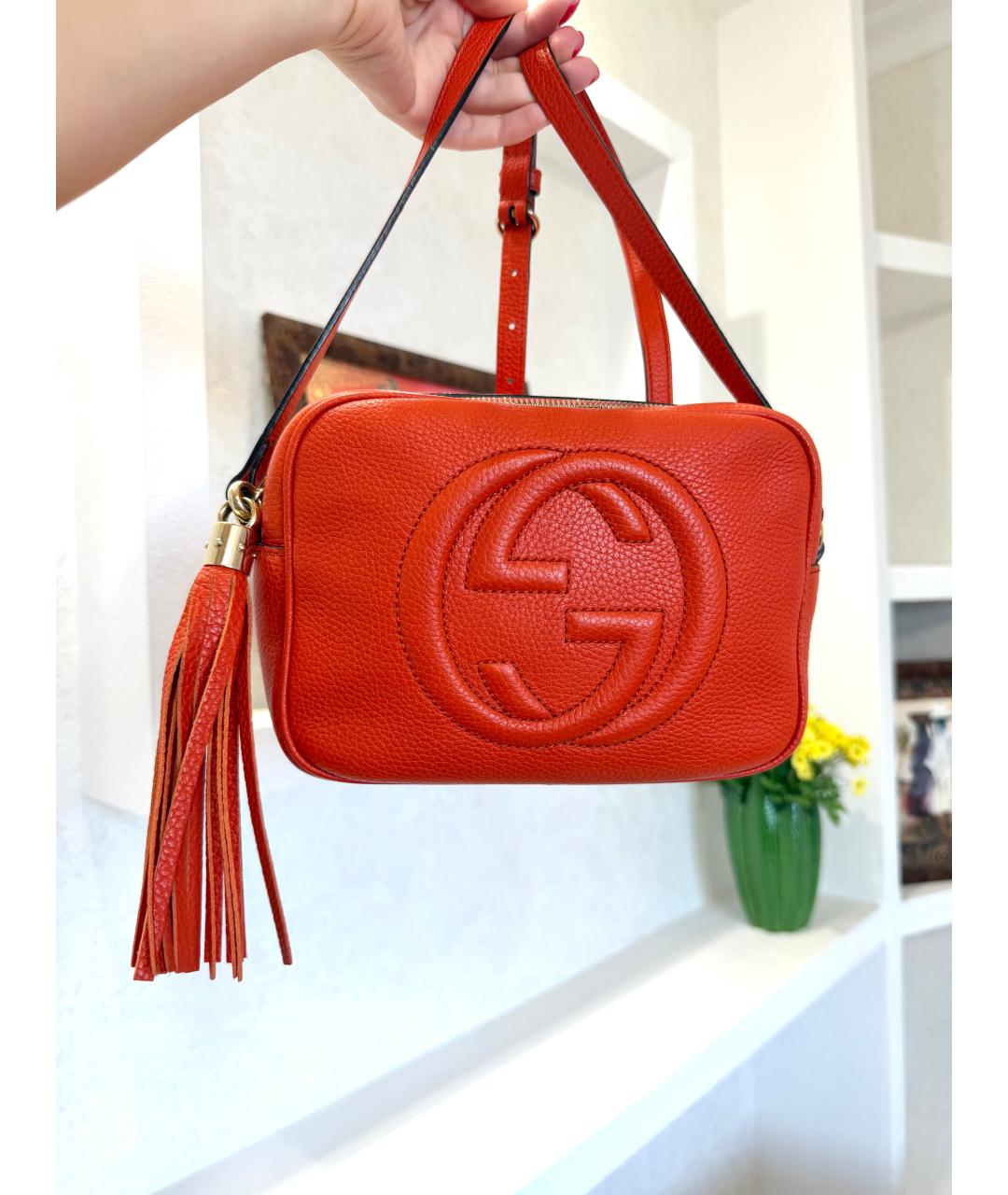 GUCCI Оранжевая кожаная сумка через плечо, фото 6