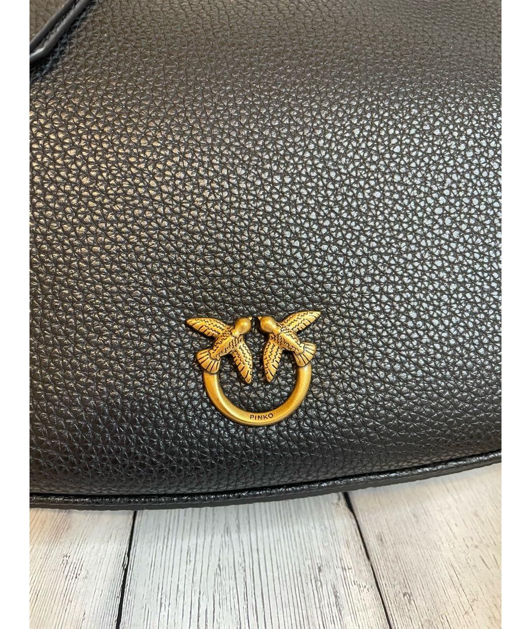 PINKO Черная кожаная сумка через плечо, фото 7