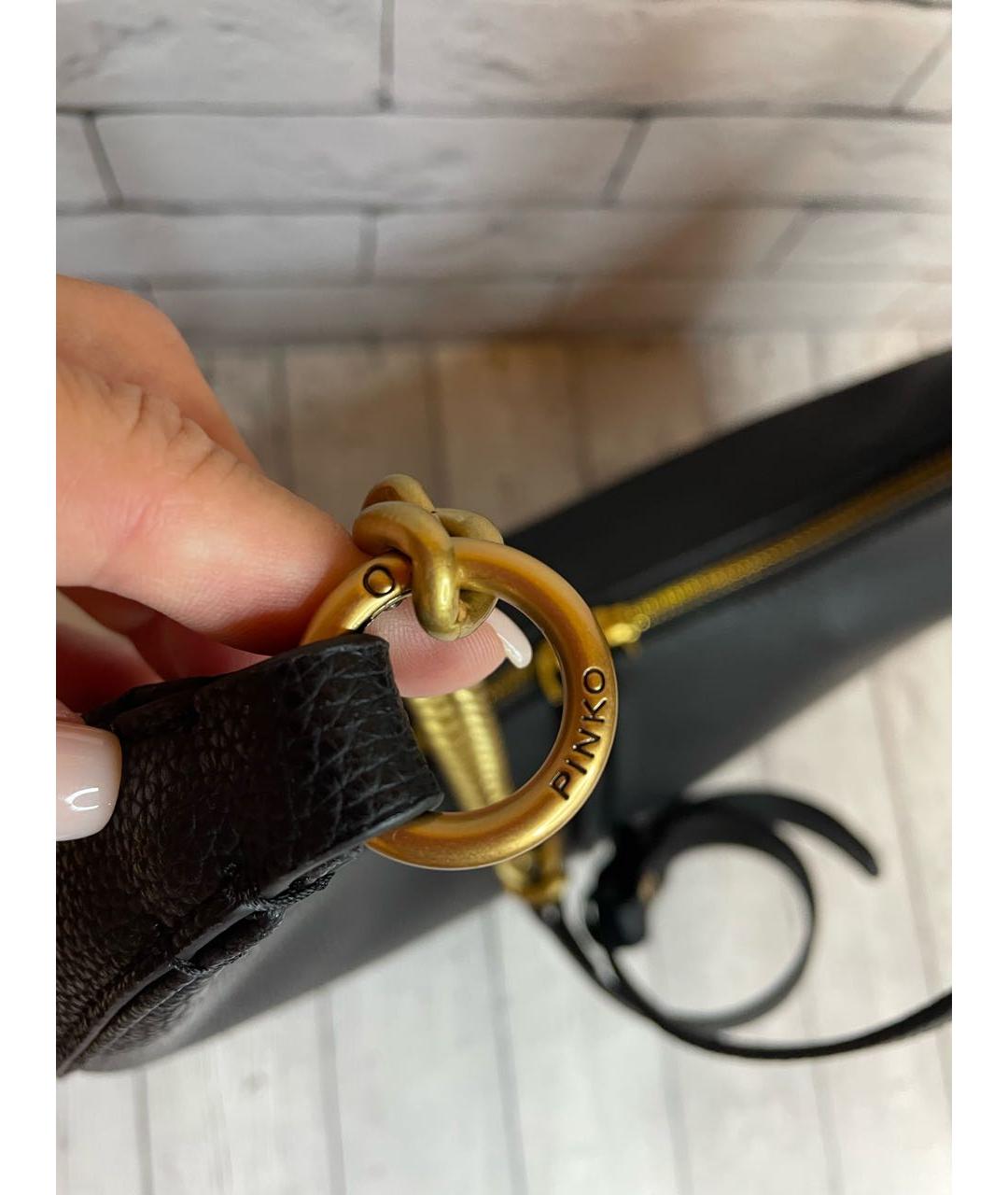 PINKO Черная кожаная сумка через плечо, фото 6