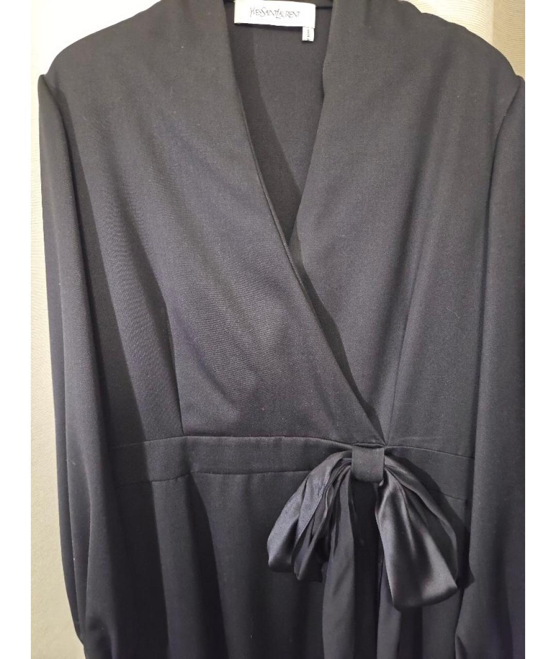 SAINT LAURENT Черное шерстяное вечернее платье, фото 4