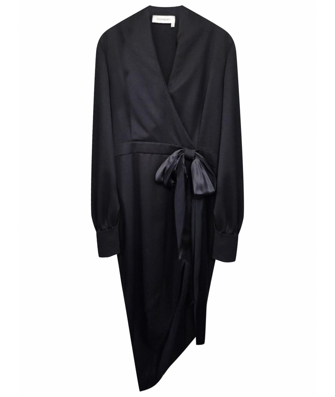 SAINT LAURENT Черное шерстяное вечернее платье, фото 1