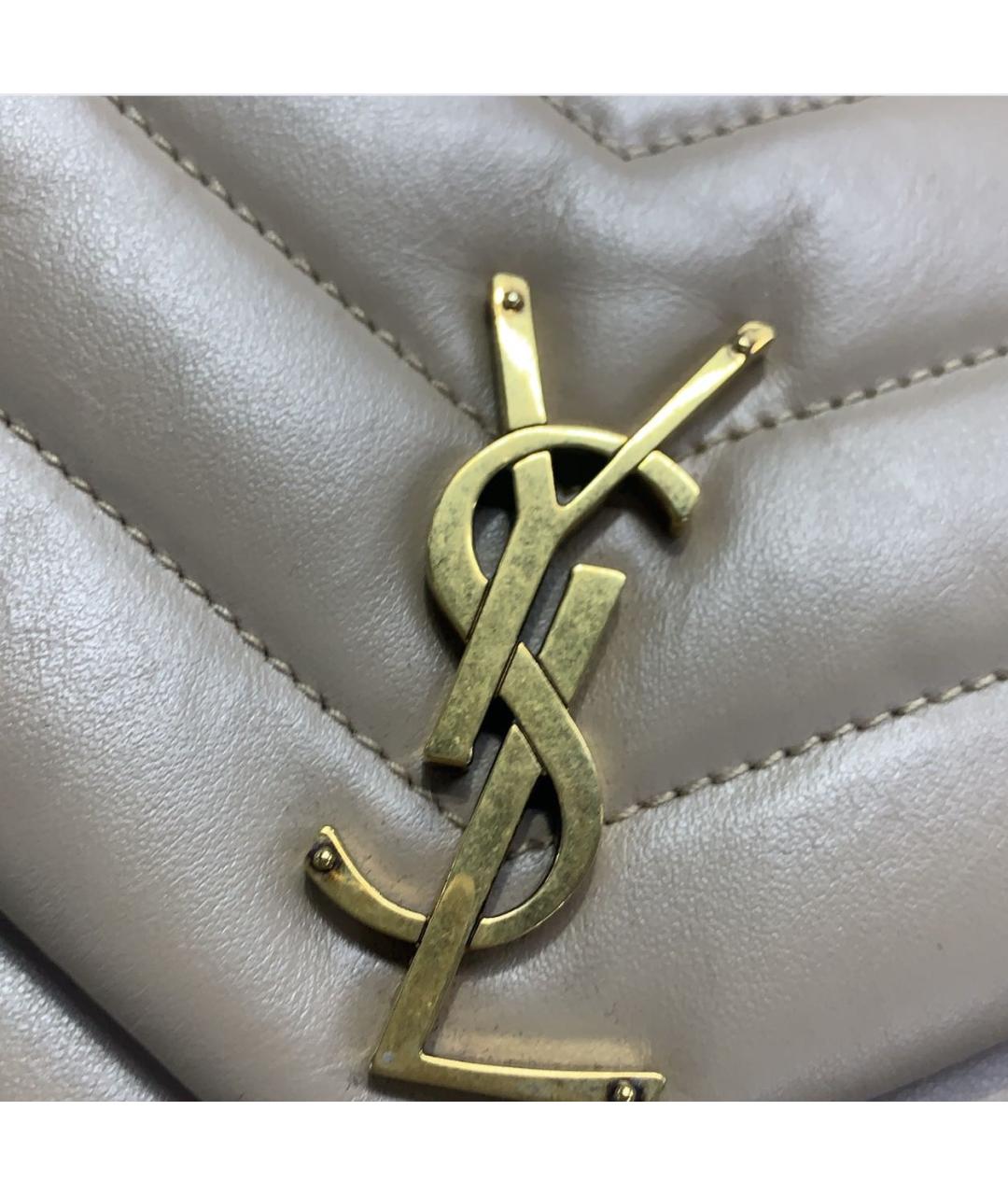 SAINT LAURENT Бежевая кожаная сумка через плечо, фото 7