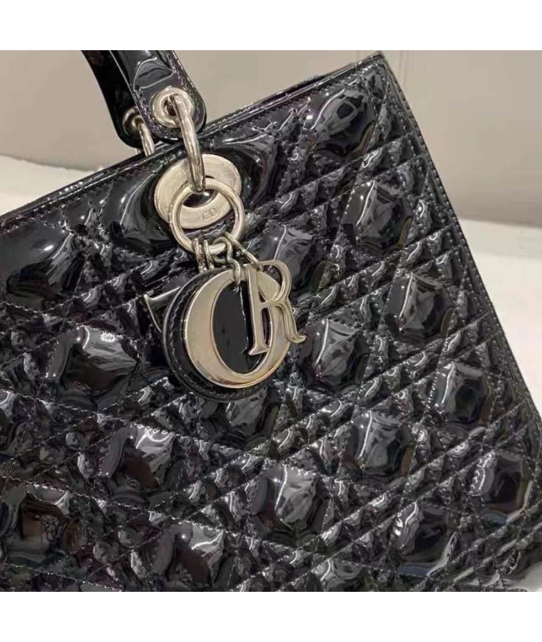CHRISTIAN DIOR Черная сумка тоут из лакированной кожи, фото 6