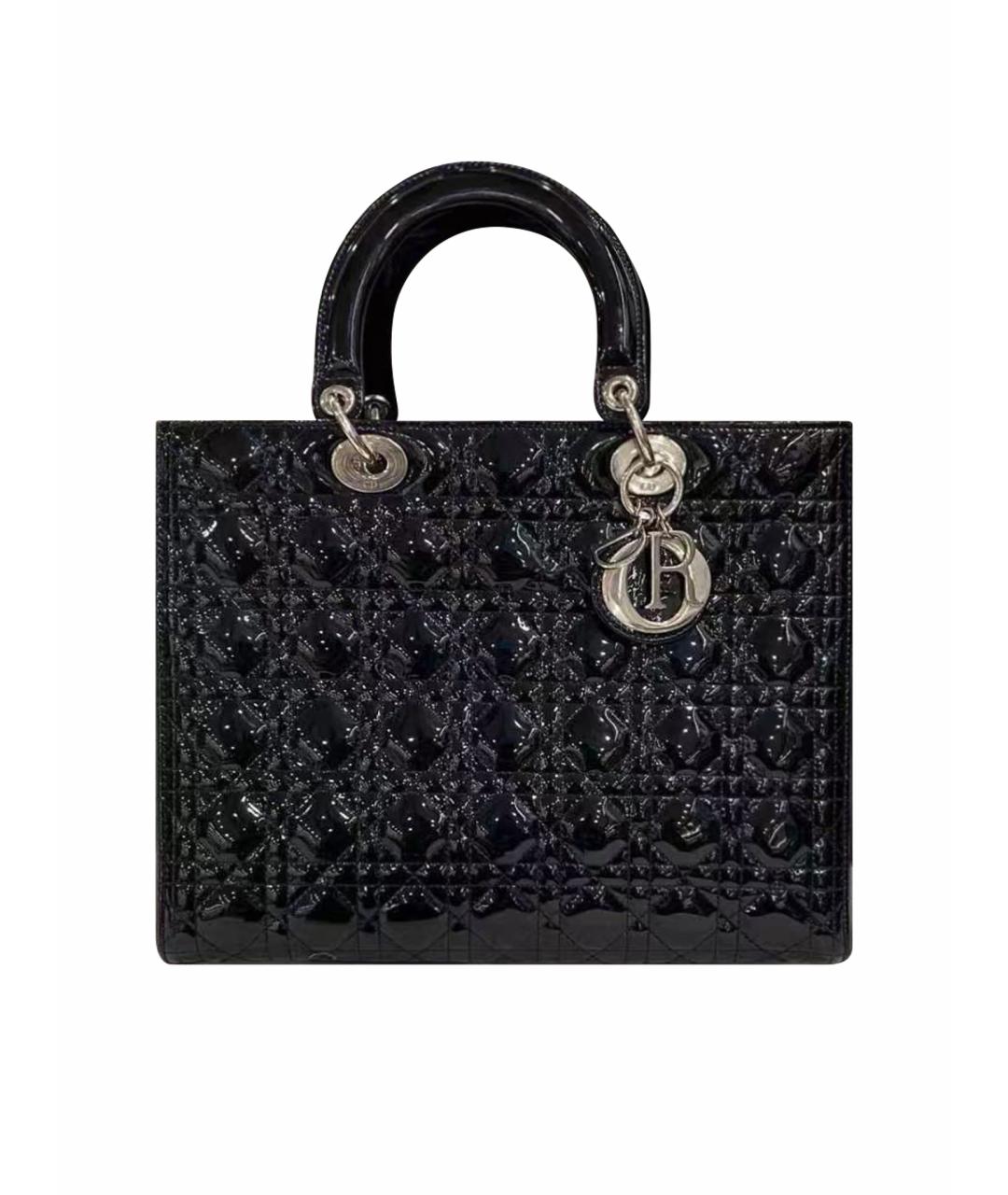 CHRISTIAN DIOR Черная сумка тоут из лакированной кожи, фото 1