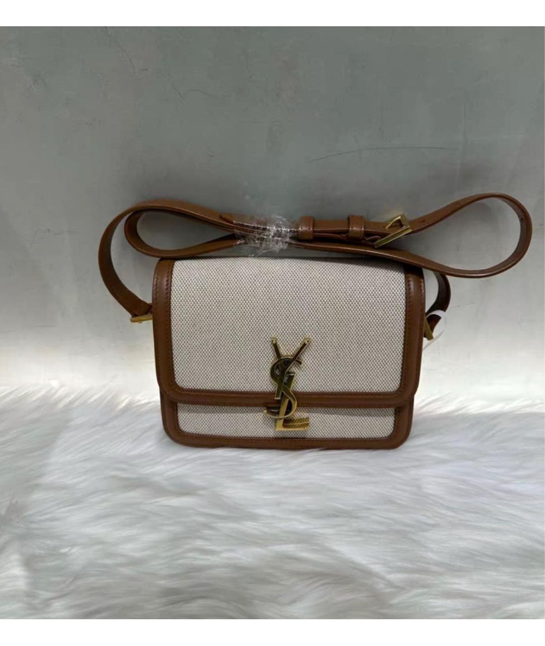 SAINT LAURENT Коричневая кожаная сумка на плечо, фото 8
