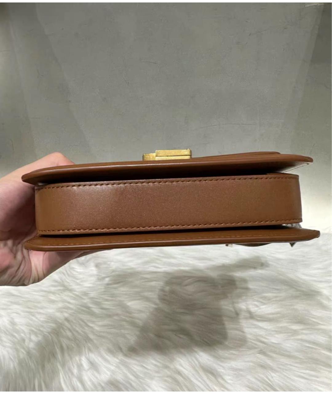 SAINT LAURENT Коричневая кожаная сумка на плечо, фото 3