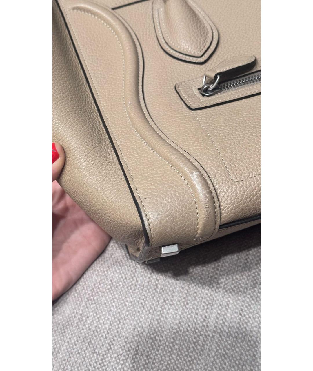 CELINE Бежевая кожаная сумка тоут, фото 6