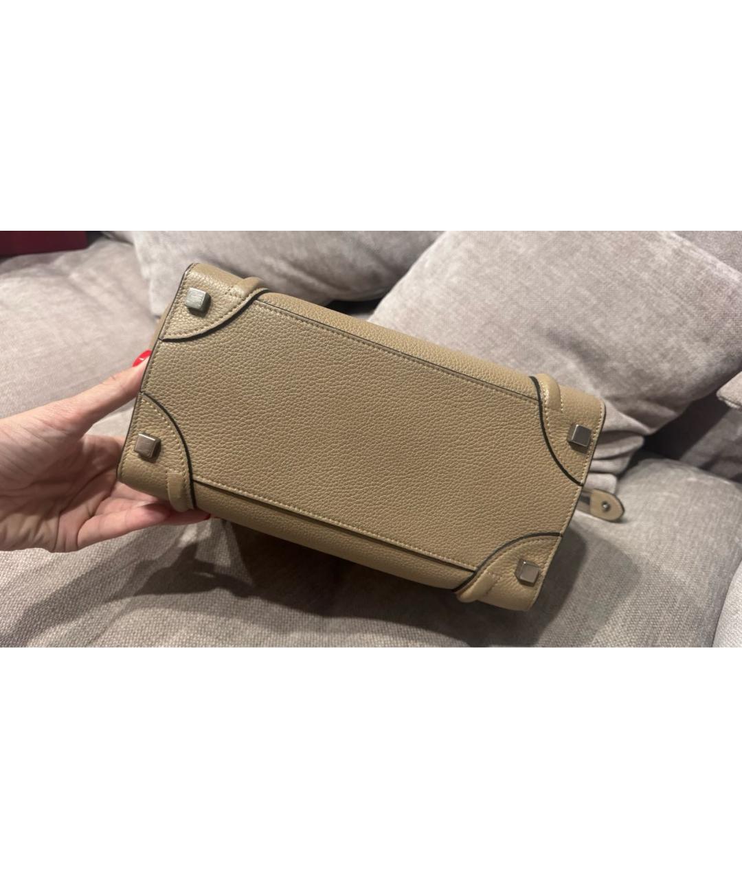 CELINE Бежевая кожаная сумка тоут, фото 5