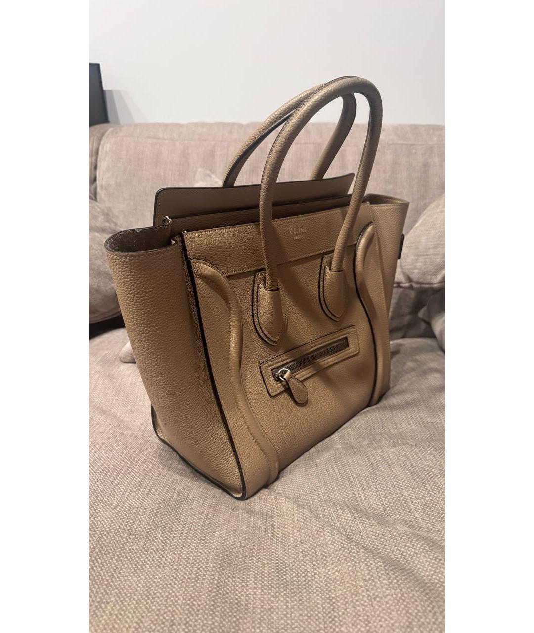 CELINE Бежевая кожаная сумка тоут, фото 2