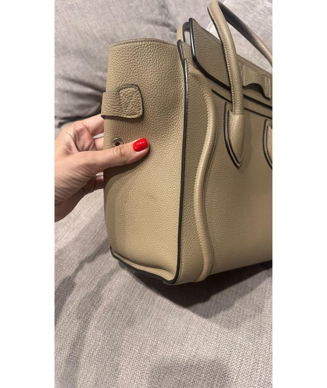 CELINE Бежевая кожаная сумка тоут, фото 8