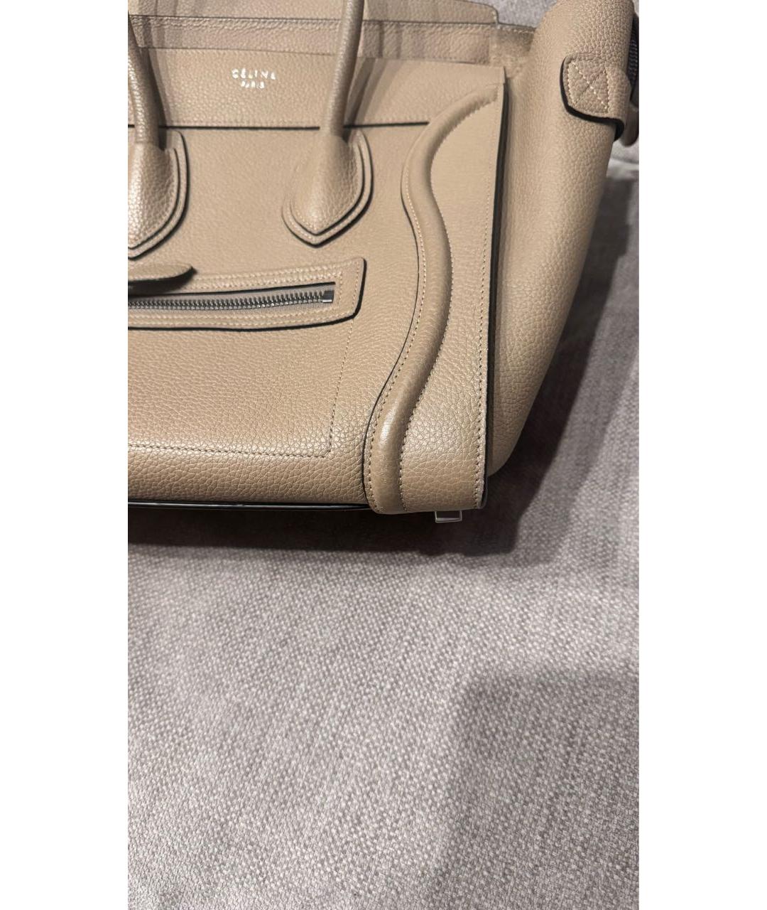 CELINE Бежевая кожаная сумка тоут, фото 7