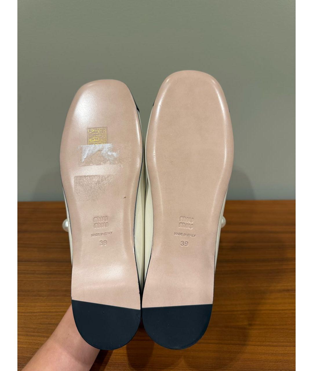 MIU MIU Белые кожаные балетки, фото 6