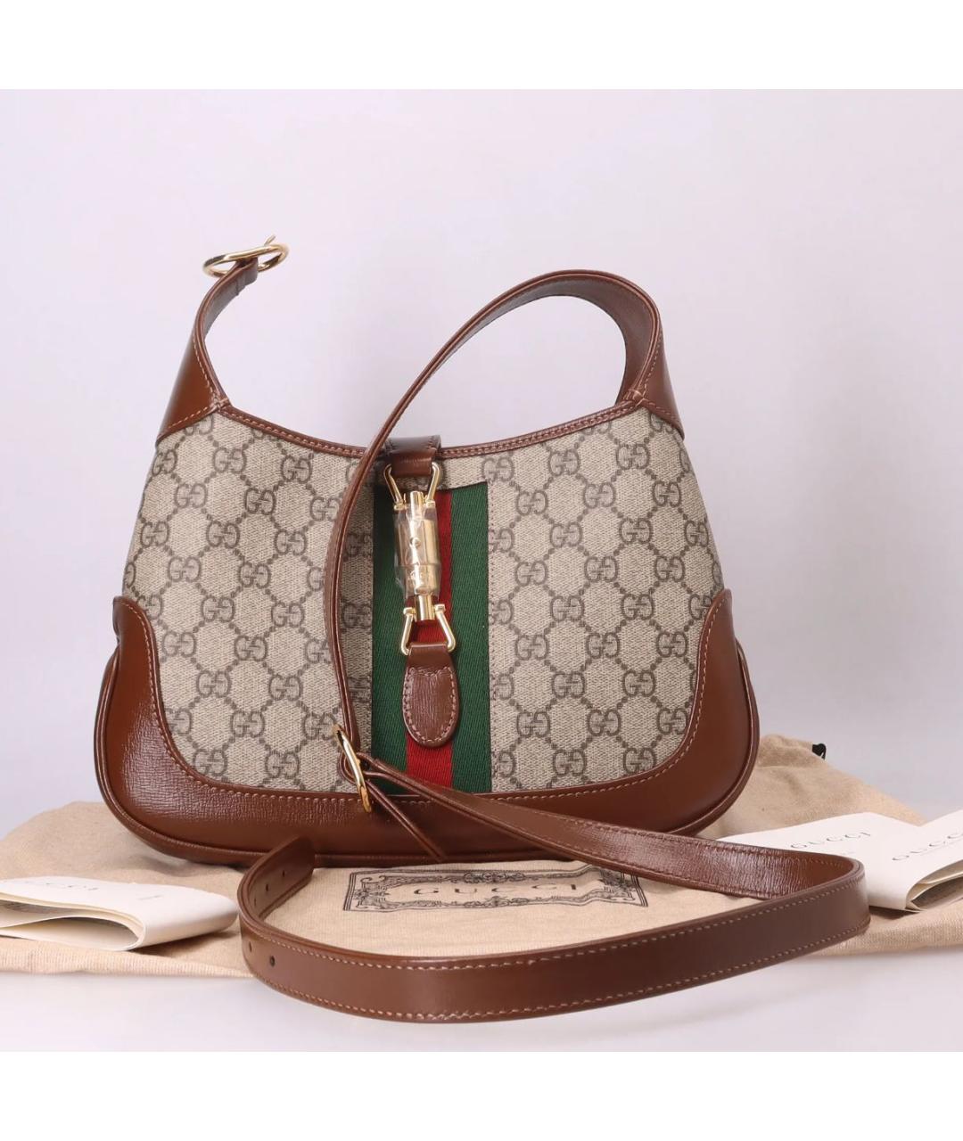 GUCCI Коричневая кожаная сумка через плечо, фото 6