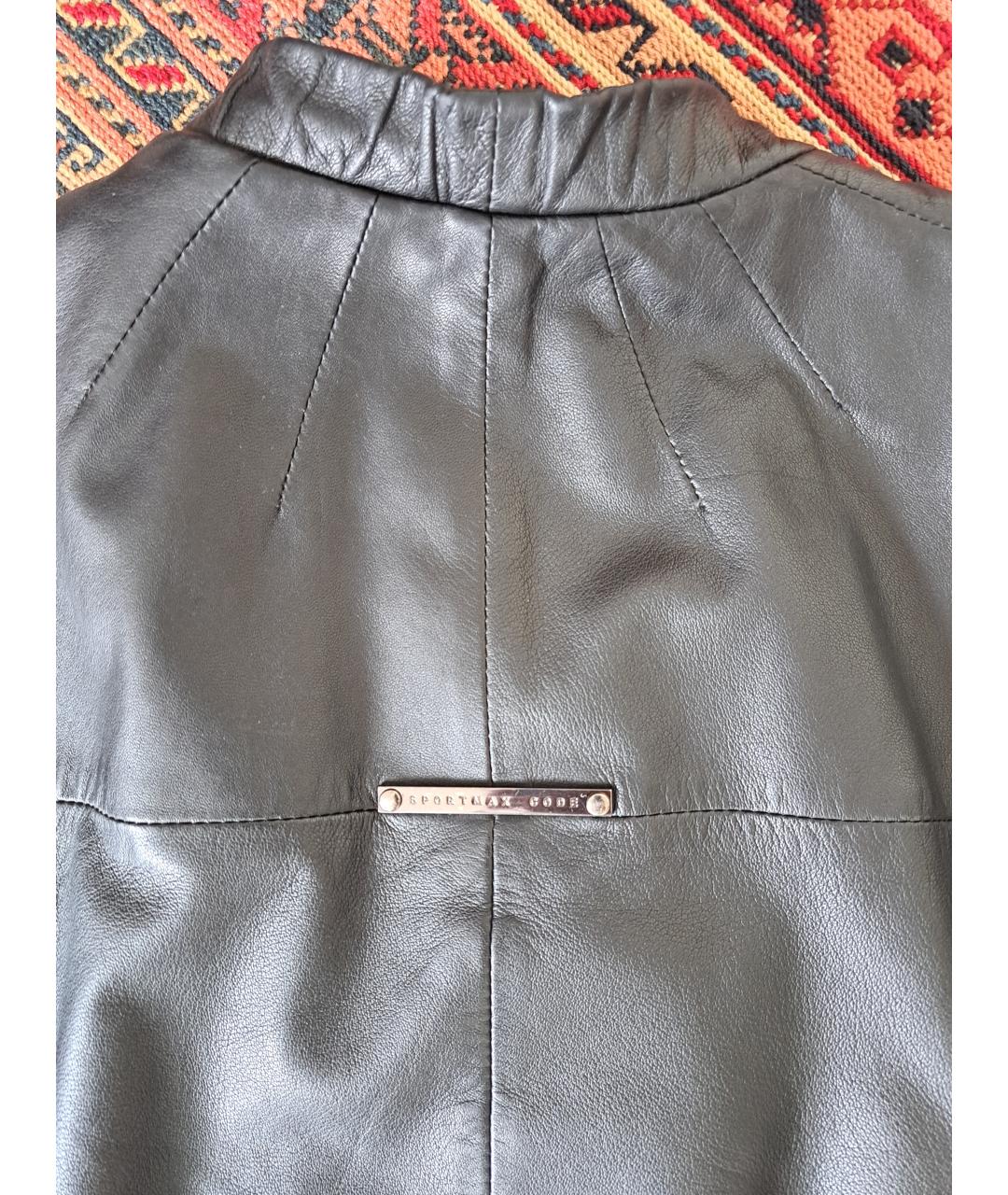 SPORTMAX Черная кожаная куртка, фото 2