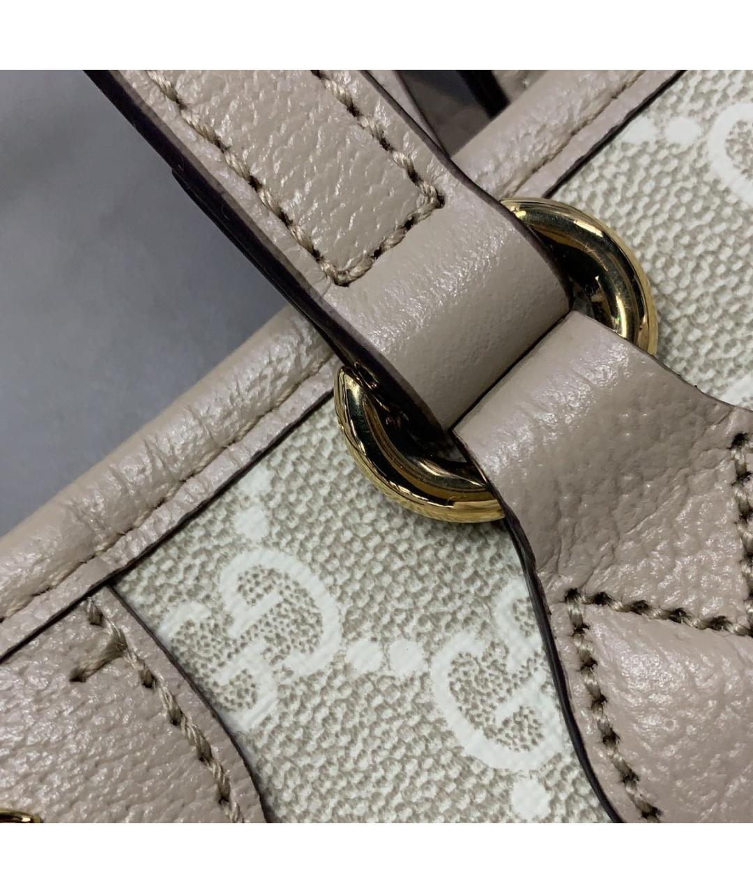 GUCCI Бежевая кожаная сумка тоут, фото 7
