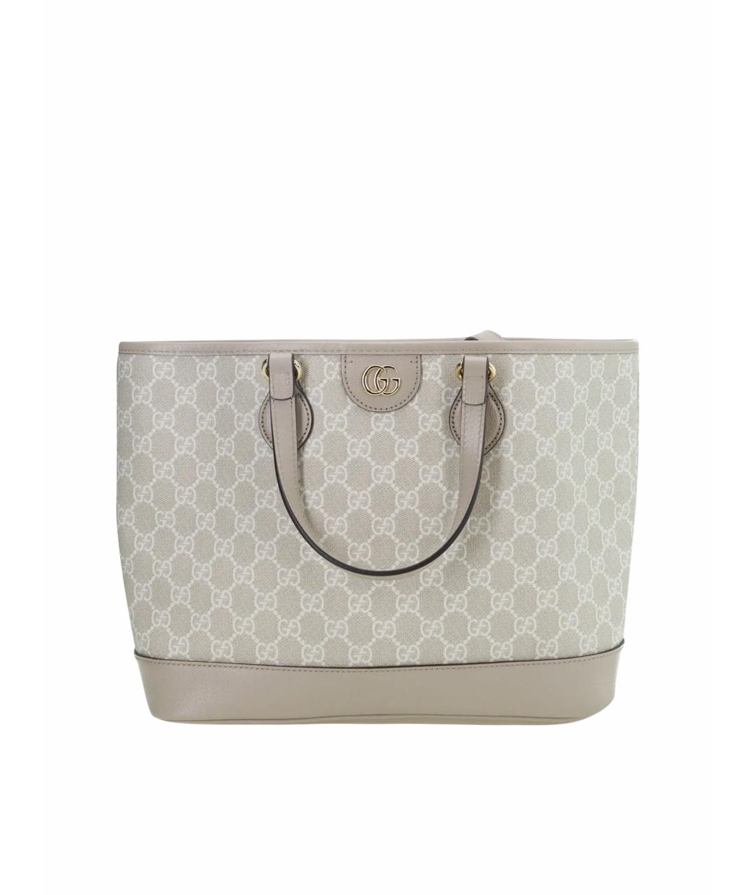 GUCCI Бежевая кожаная сумка тоут, фото 1