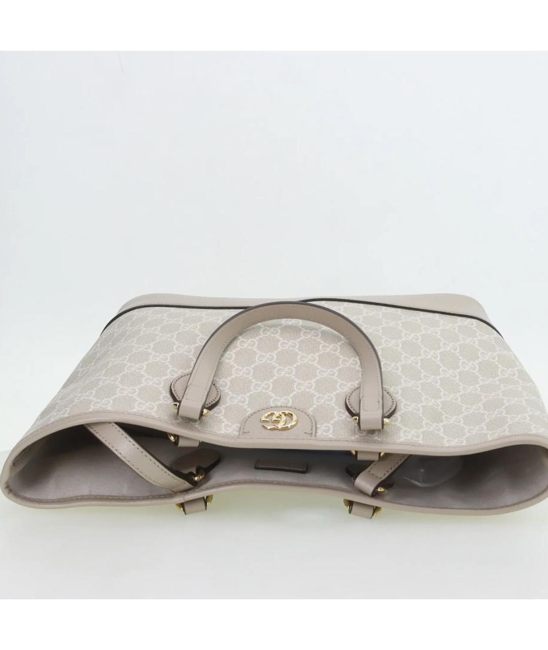 GUCCI Бежевая кожаная сумка тоут, фото 6