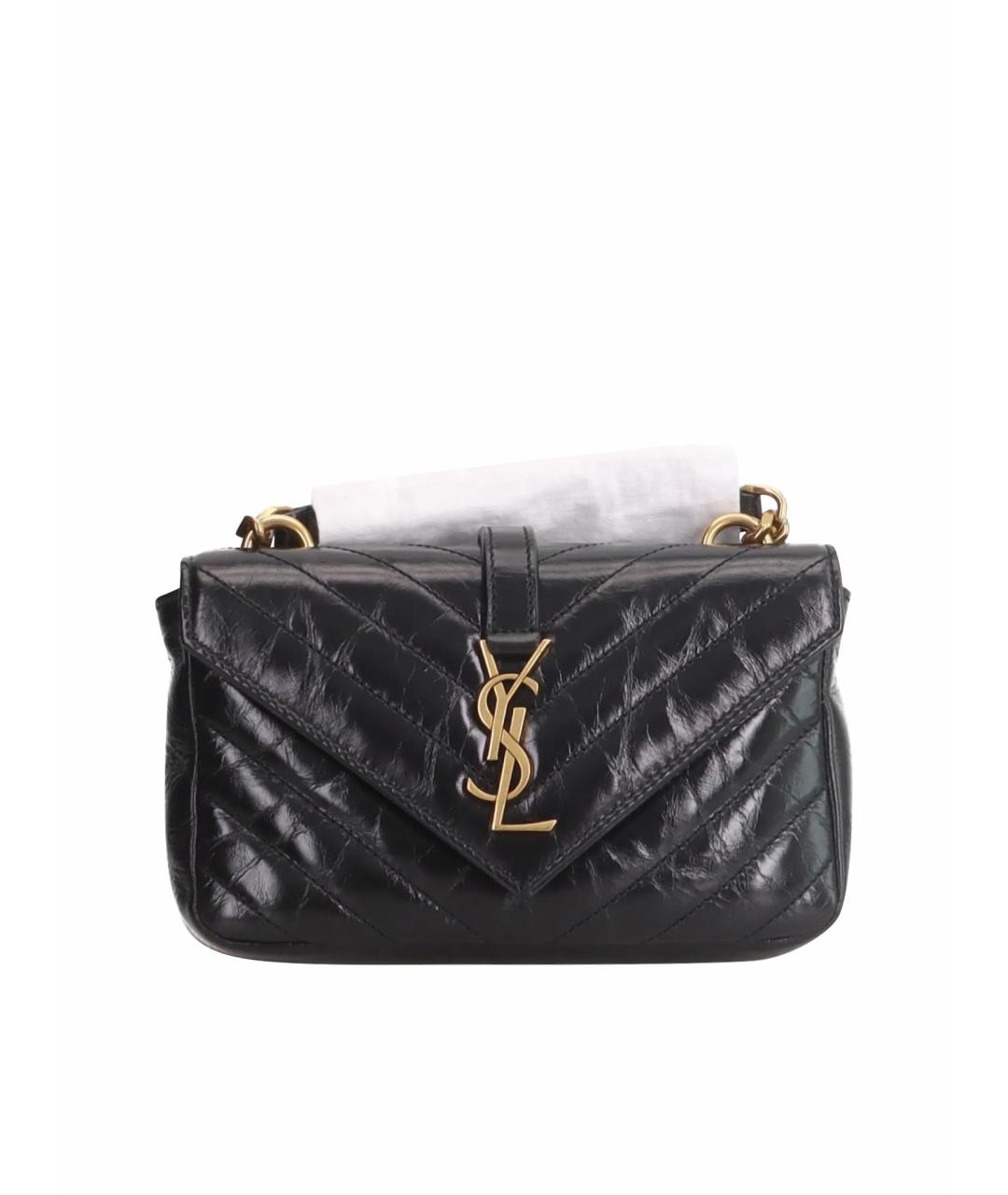 SAINT LAURENT Черная кожаная сумка через плечо, фото 1