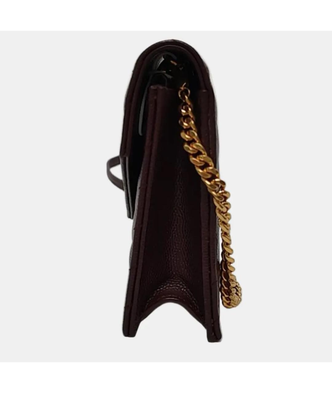 SAINT LAURENT Бордовая кожаная сумка через плечо, фото 3
