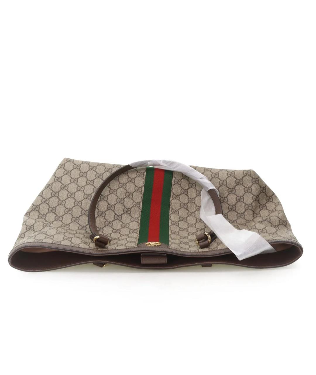 GUCCI Коричневая кожаная сумка тоут, фото 5