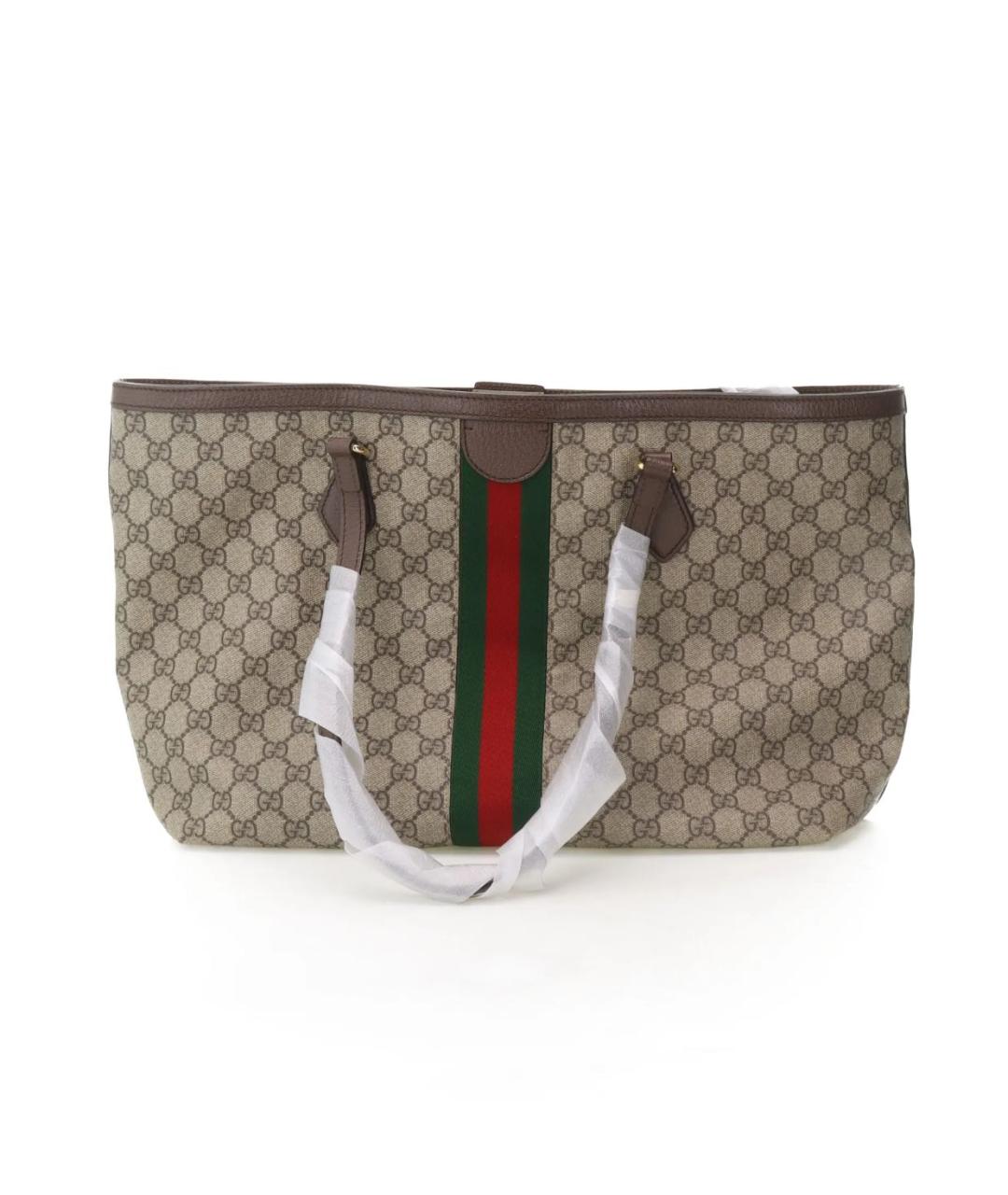 GUCCI Коричневая кожаная сумка тоут, фото 3