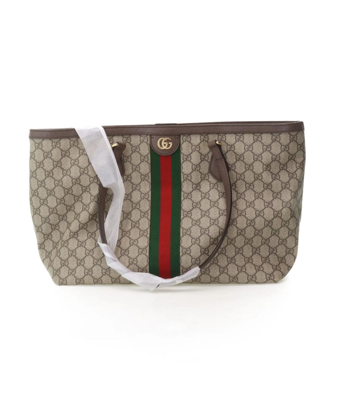 GUCCI Коричневая кожаная сумка тоут, фото 8