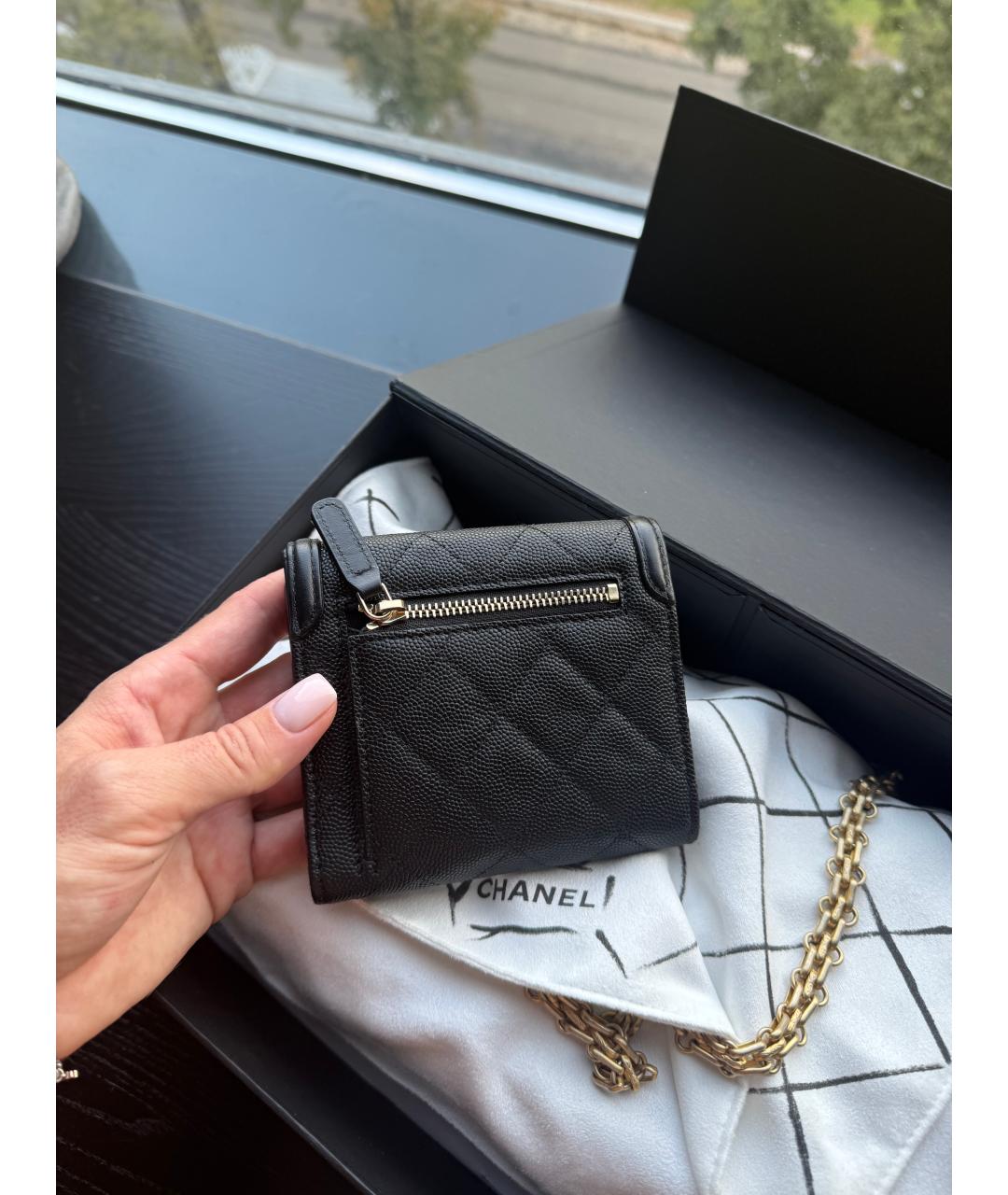 CHANEL Черный кожаный кошелек, фото 2