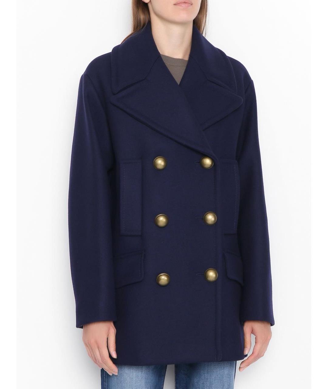 SPORTMAX Темно-синее шерстяное пальто, фото 7