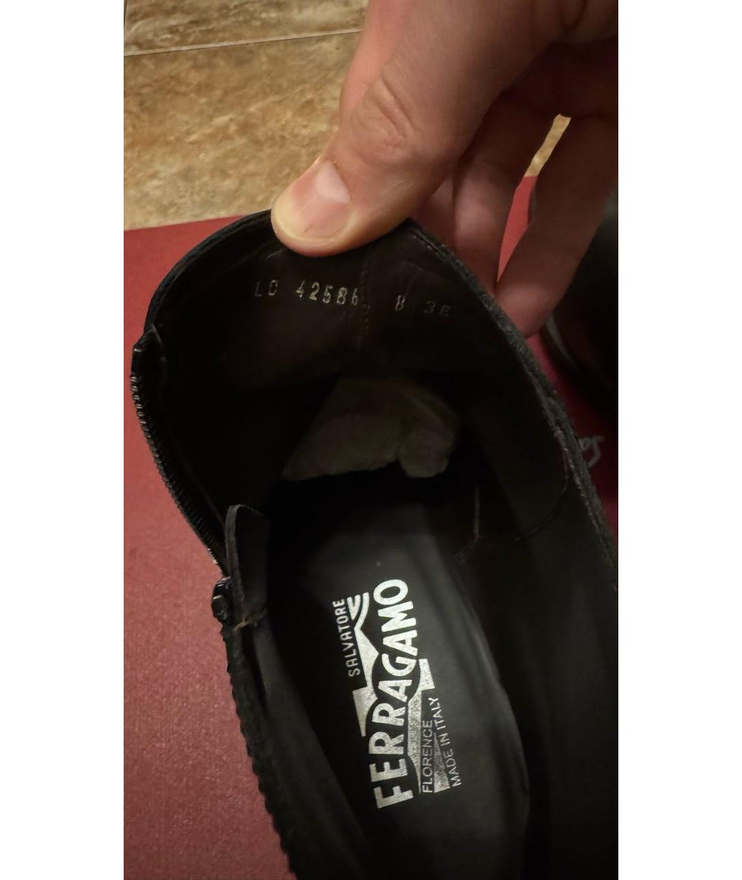 FERRAGAMO Черные кожаные высокие ботинки, фото 7