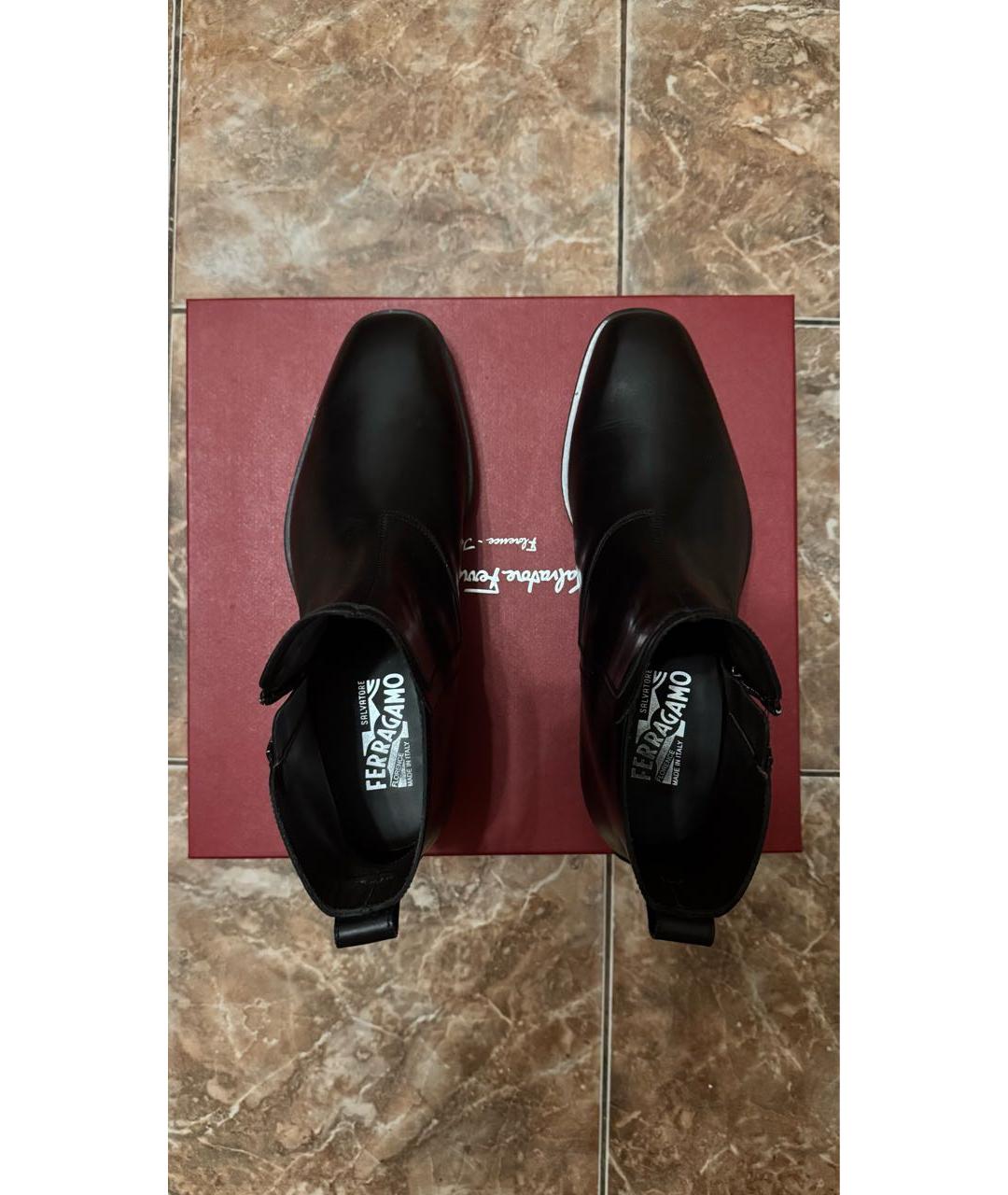 FERRAGAMO Черные кожаные высокие ботинки, фото 3