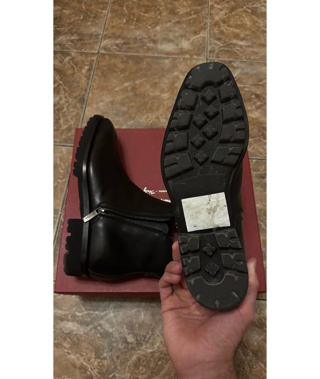 FERRAGAMO Черные кожаные высокие ботинки, фото 6