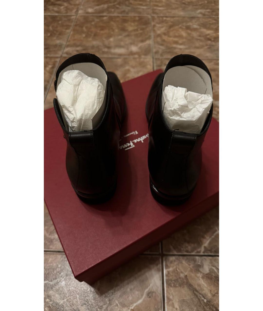 FERRAGAMO Черные кожаные высокие ботинки, фото 4