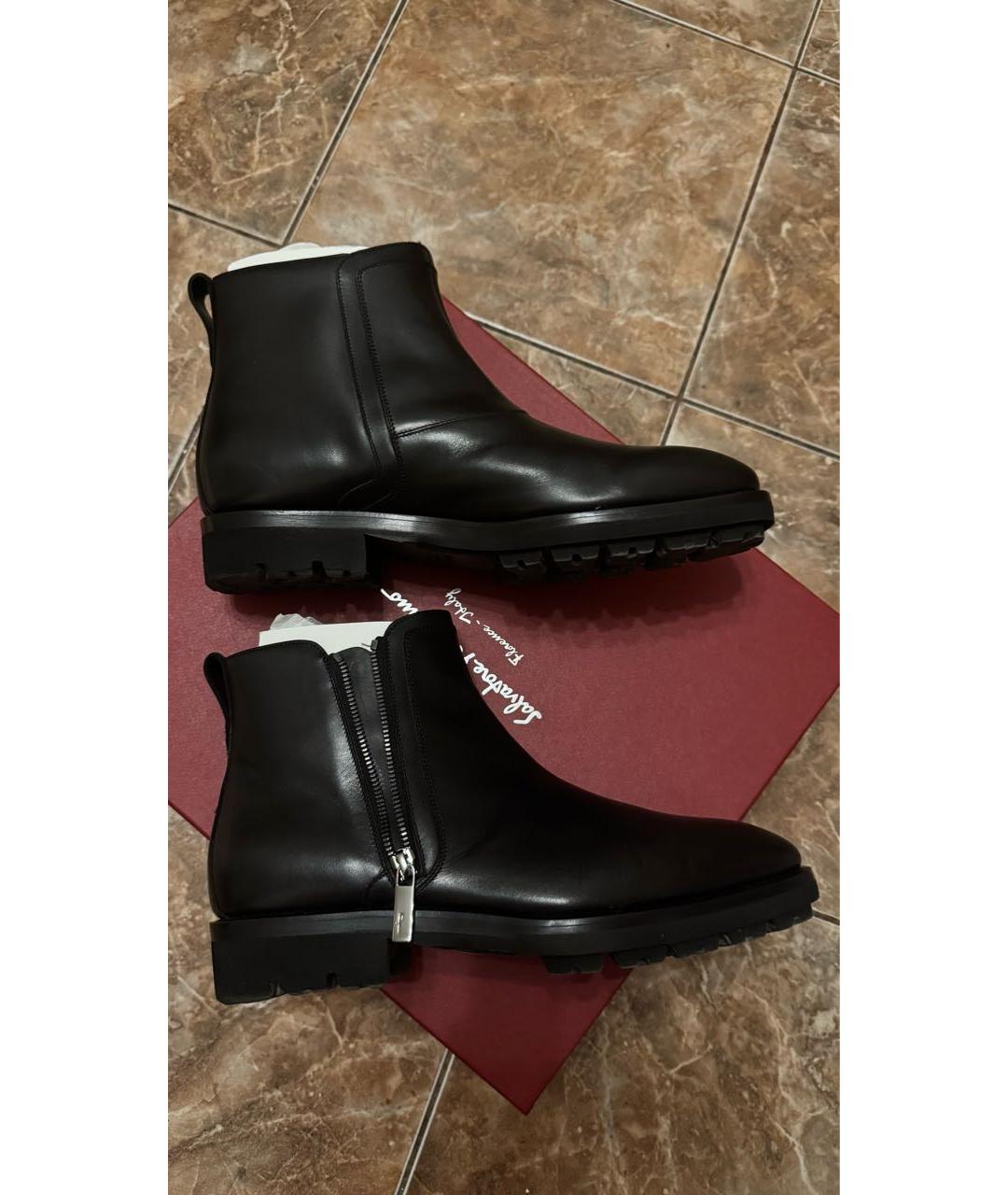 FERRAGAMO Черные кожаные высокие ботинки, фото 9