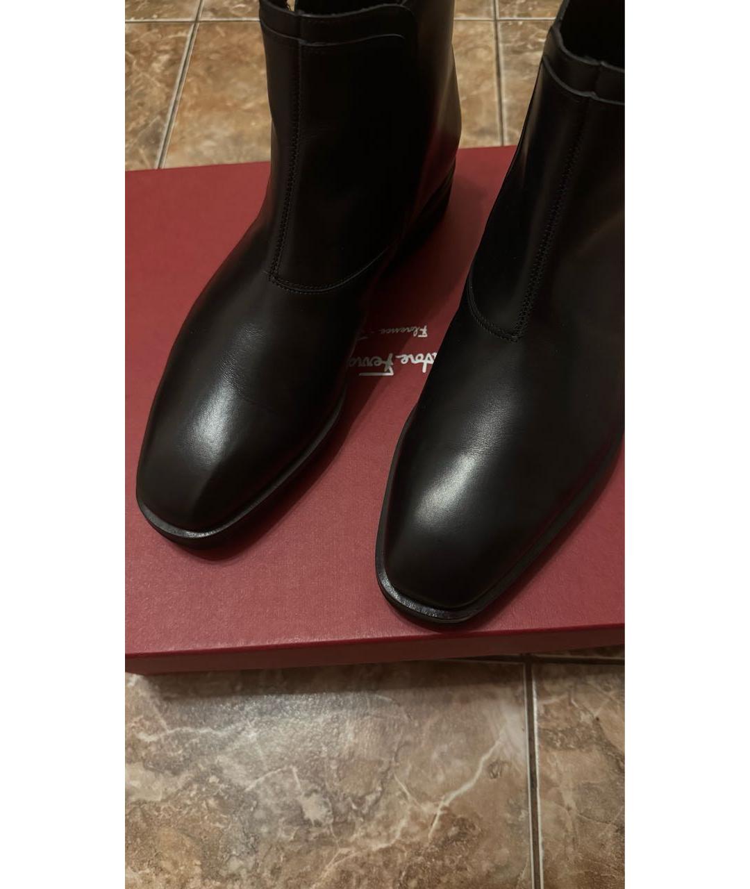 FERRAGAMO Черные кожаные высокие ботинки, фото 5