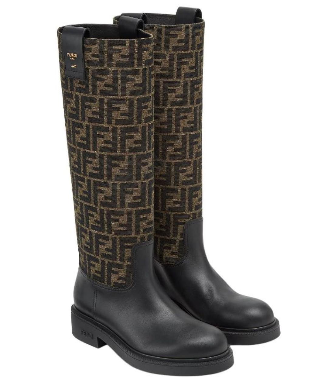 FENDI Коричневые кожаные сапоги, фото 3