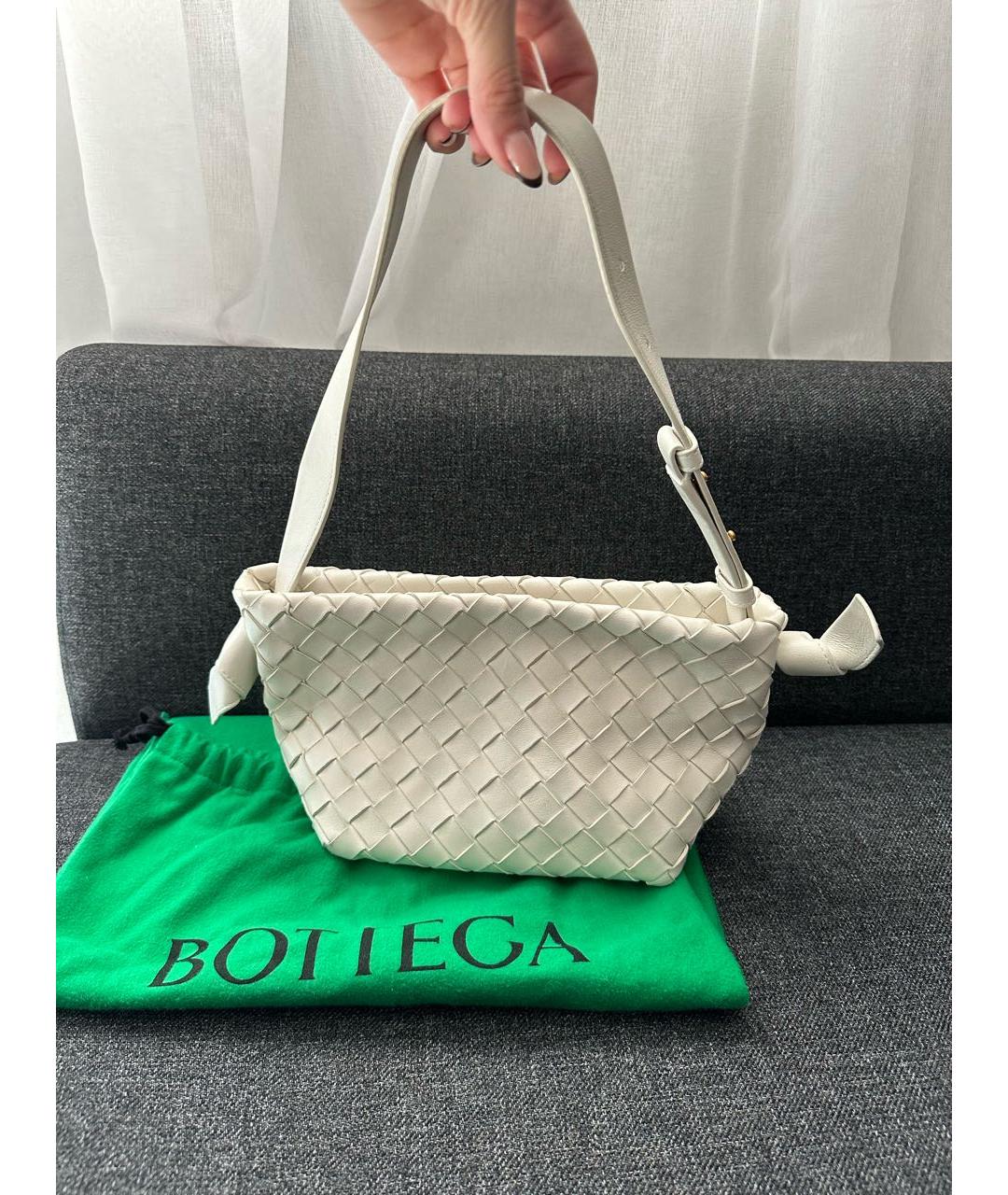 BOTTEGA VENETA Белая кожаная сумка через плечо, фото 2