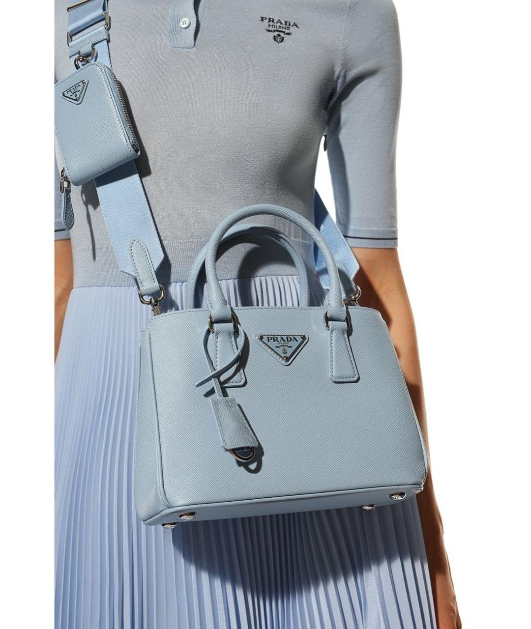 PRADA Голубая кожаная сумка тоут, фото 2